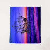 Blue Ocean Beach mit Sonnenuntergang - Zauberhafte Wandteppich (Vorderseite)