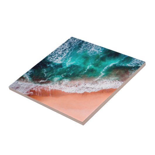 Blue Ocean Beach Monogram Küstenmeer ombre Fliese (Seite)