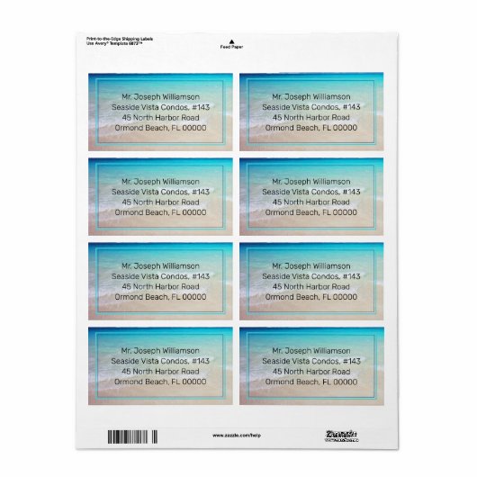 Blue Ocean Beach Sand gedruckte Etiketten für die (Vorne)