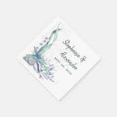 Blue Ocean Beach Seashells Hochzeit mit Aquarellfa Serviette (Ecke)