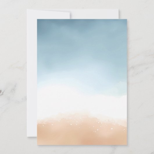 Blue Ocean Beach Shore Sand Wedding Save The Date (Rückseite)