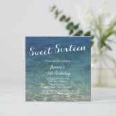 Blue Ocean Beach Thema 16 . Geburtstag Einladung (Stehend Vorderseite)