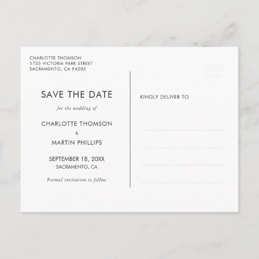 Blue Ocean Beach Wedding Foto Save the Date Ankündigungspostkarte (Rückseite)