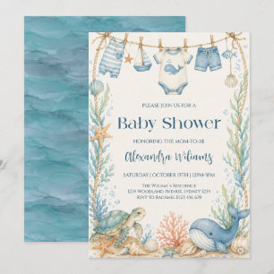 Blue Ocean Boy Baby Shower Party Einladung