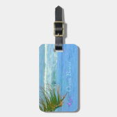 Blue Ocean Breeze Gepäckstück mit Lederband Gepäckanhänger (Vorderseite vertikal)