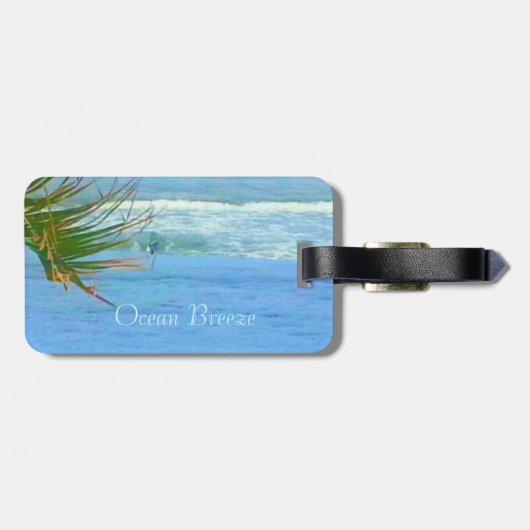 Blue Ocean Breeze Gepäckstück mit Lederband Gepäckanhänger (Rückseite horizontal)