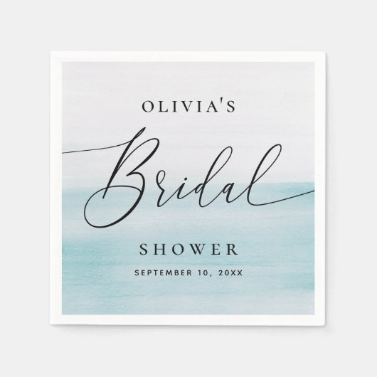 Blue Ocean Bridal Shower | Elegant Soft Beach Serviette (Vorderseite)