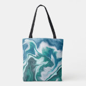 Blue Ocean Bubbles Fluid Art Tasche (Rückseite)