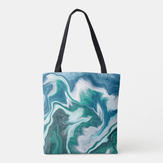 Blue Ocean Bubbles Fluid Art Tasche (Rückseite)