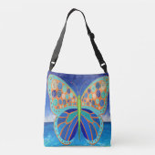 Blue Ocean Butterfly Crossbody Bag Tragetaschen Mit Langen Trägern (Rückseite)