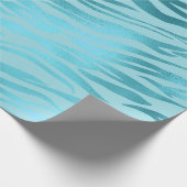 Blue Ocean Celestial Aqua Metallic Tiger Animal Geschenkpapier (Ecke)