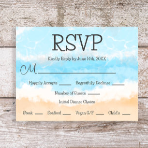 Blue Ocean Coastal Elegante Wedding RSVP Cards Einladung