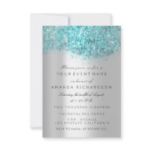 Blue Ocean Confetti Silver Gray Bridal Sweet 16.