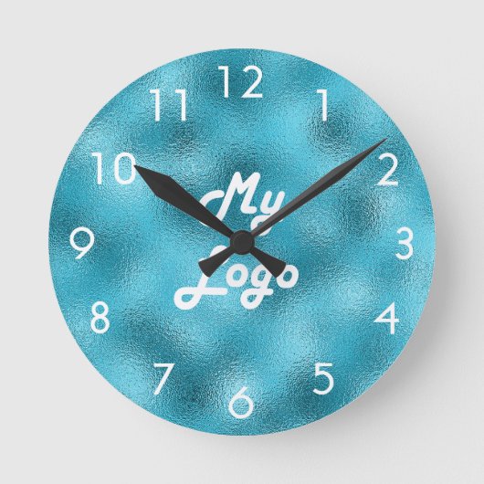 Blue ocean custom business logo white runde wanduhr (Vorderseite)