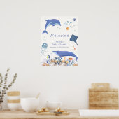Blue Ocean Dolphin Whale Boy Baby Dusche Willkomme Poster (Küche)