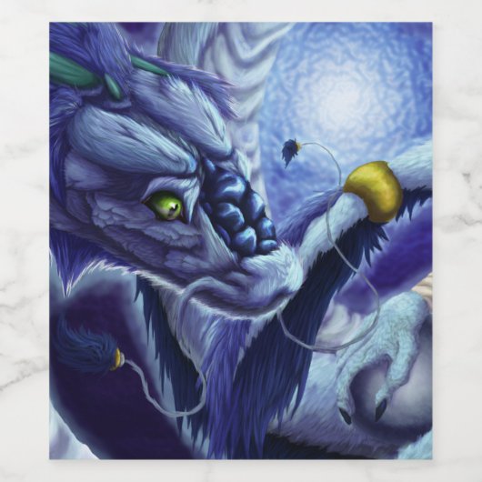 Blue Ocean Dragon & Pearl Weinetikett (Einzelnes Label)