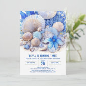 Blue Ocean Dreams Boy Birthday Einladung (Stehend Vorderseite)