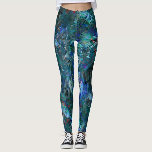 Blue Ocean Flows Abstract Leggings -large pattern (Vorderseite)