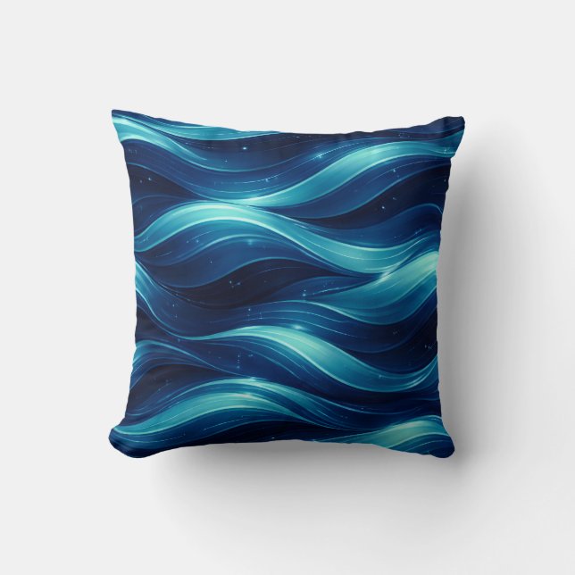 Blue Ocean Fluid Wave Pattern Throw Pillow Kissen (Vorderseite)