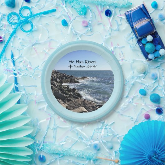 Blue Ocean Foto hat er Osterbibel Verse Pappteller (Party)
