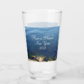 Blue Ocean gesegnet Neujahr Christlich Bible Verse Glas (Rückseite)