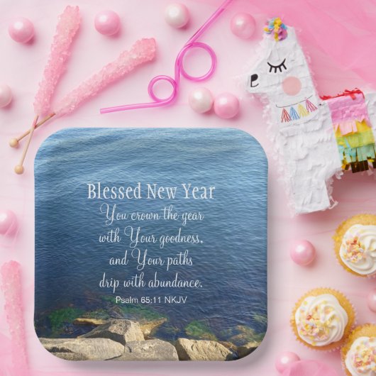 Blue Ocean gesegnet Neujahr Christlich Bible Verse Pappteller (Party)