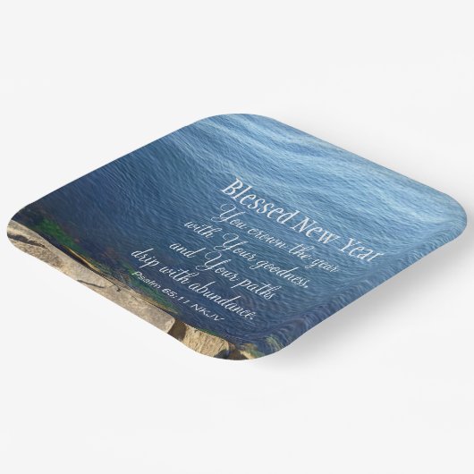 Blue Ocean gesegnet Neujahr Christlich Bible Verse Pappteller (Gewinkelt)