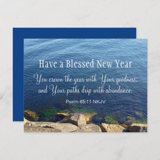 Blue Ocean gesegnet Neujahr Christlich Bible Verse Postkarte (Vorne/Hinten)