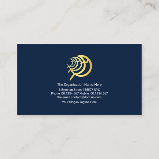 Blue Ocean Gold Ichthus Fish Wave Church Minister Visitenkarte (Rückseite)