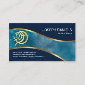 Blue Ocean Gold Ichthus Fish Wave Church Minister Visitenkarte (Vorderseite)