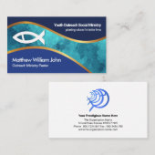 Blue Ocean Gold Wave Ichthus Fischereiministerium Visitenkarte (Vorne/Hinten)