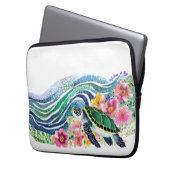 Blue Ocean & Happy Green Turtle Laptopschutzhülle (Vorderseite Links)