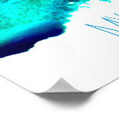 Blue Ocean Happy Place Zitat Aquarellkunst Poster (Ecke)