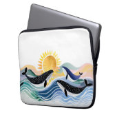 Blue Ocean & Happy Whales Laptopschutzhülle (Vorderseite Links)
