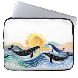 Blue Ocean & Happy Whales Laptopschutzhülle