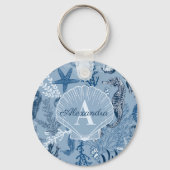 Blue Ocean Life Beach Monogram Schlüsselanhänger (Vorderseite)