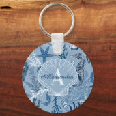 Blue Ocean Life Beach Monogram Schlüsselanhänger (Vorderseite)