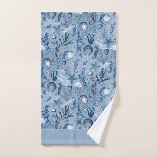 Blue Ocean Life Individuelle Name Badhandtuch Set (Handtuch)