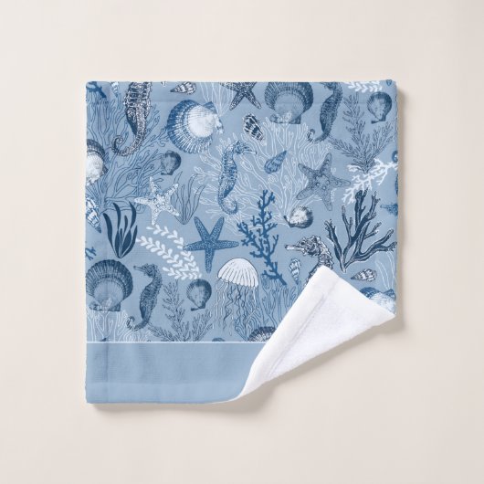 Blue Ocean Life Individuelle Name Badhandtuch Set (Waschlappen)