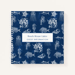 Blue Ocean Marine Animals Beach House Gästebuchinf Notizblock