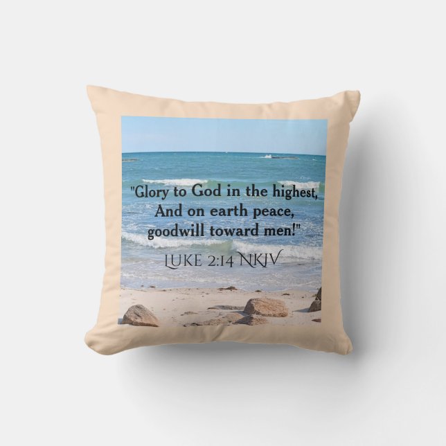 Blue Ocean mit Weihnachts Verse Faith Message Thro Kissen (Vorderseite)