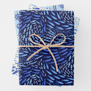Blue Ocean Nautical Set mit drei Designs  Geschenkpapier Set