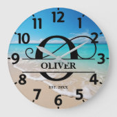Blue Ocean O Monogram Große Wanduhr (Vorderseite)