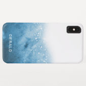 Blue Ocean Ombre Aquarellblasen Monogram Case-Mate iPhone Hülle (Rückseite (Horizontal))