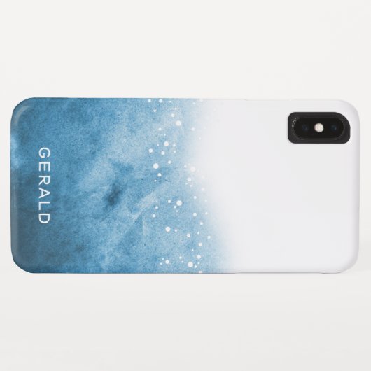 Blue Ocean Ombre Aquarellblasen Monogram Case-Mate iPhone Hülle (Rückseite (Horizontal))