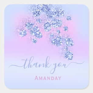 Blue Ocean Ombré Pastel Glitzer Bridal BIRTHDAY Quadratischer Aufkleber