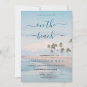 Blue Ocean Palm Tree Beach Wedding Einladung (Vorderseite)