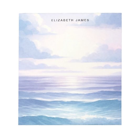 Blue Ocean Pastel Watercolor Layered Ombre Notizblock (Vorderseite)