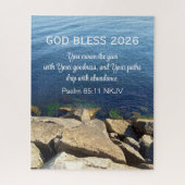 Blue Ocean Photo Blessed New Year 2026 Christian Puzzle (Vertikal)