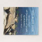 Blue Ocean Photo Blessed New Year 2026 Christian Puzzle (Horizontal)
